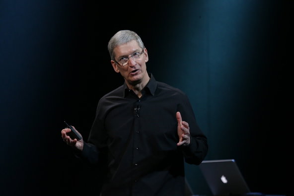 Apple CEO Tim Cook speaks at the October Event. (Image: New York Times)